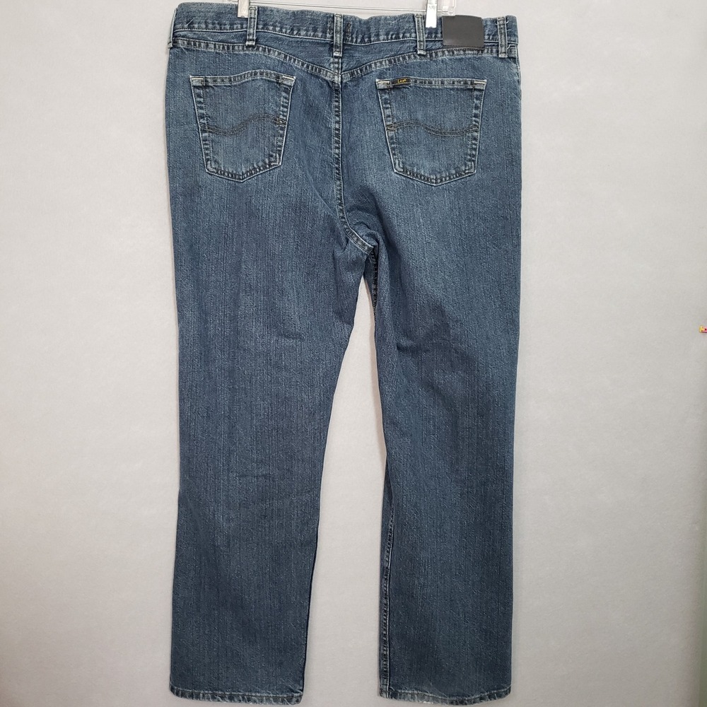 Lee 42 x 32 Relaxed Fit Jeans Dark Wash Blue Straight Leg Denim Workwear Rugged